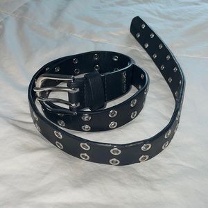 Black Grommet Leather Belt S/M